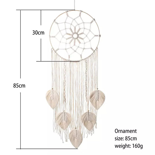 Macrame sonho apanhador boêmio folha parede pendurado decoração nórdica boho artesanal tapeçaria ornamentos para casa sala de estar decoração