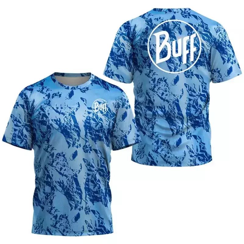 Camisa de tênis com gola O respirável masculina, camiseta estampada, secagem rápida, manga curta, fitness, corrida, esportes ao ar livre, verão