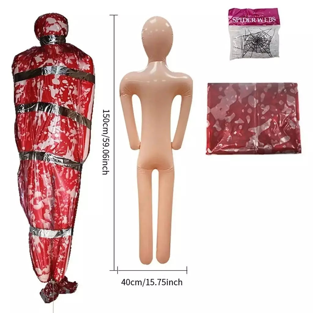 Manequim inflável de halloween, corpo inteiro, corpo morto manequim inflável, adereços de fantasia cosplay para quintal, pátio, casa, decoração de halloween