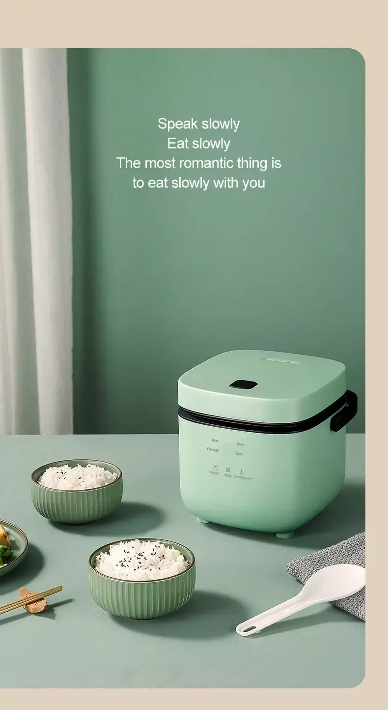 Mini panela de arroz automática, cozinha doméstica, máquina de cozinhar elétrica, 1-2 pessoas, aquecedor de alimentos, vaporizador, 1,2l, panela de arroz pequena