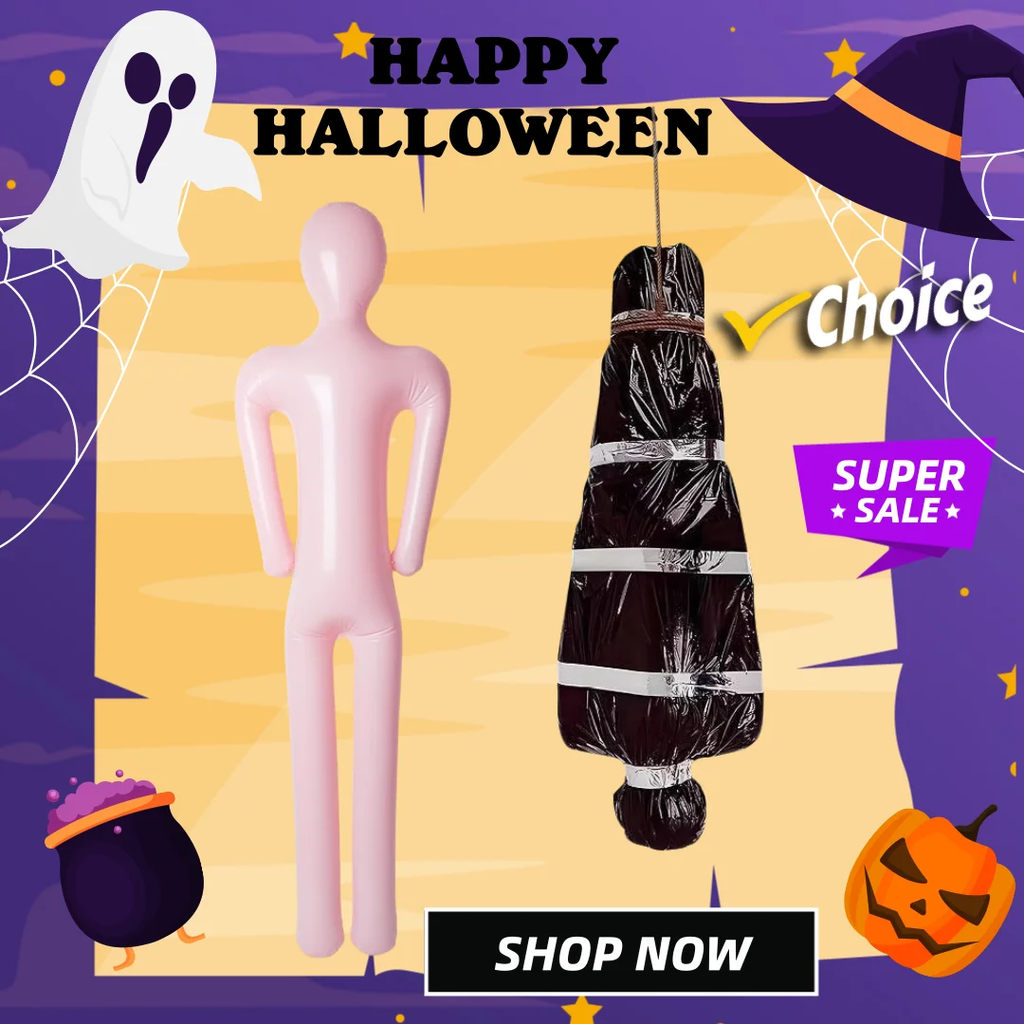 Manequim inflável de halloween, corpo inteiro, corpo morto manequim inflável, adereços de fantasia cosplay para quintal, pátio, casa, decoração de halloween
