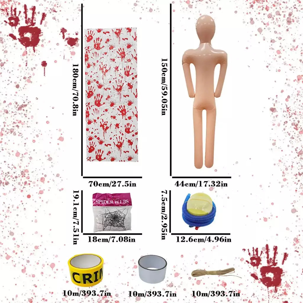 Manequim inflável de halloween, corpo inteiro, corpo morto manequim inflável, adereços de fantasia cosplay para quintal, pátio, casa, decoração de halloween