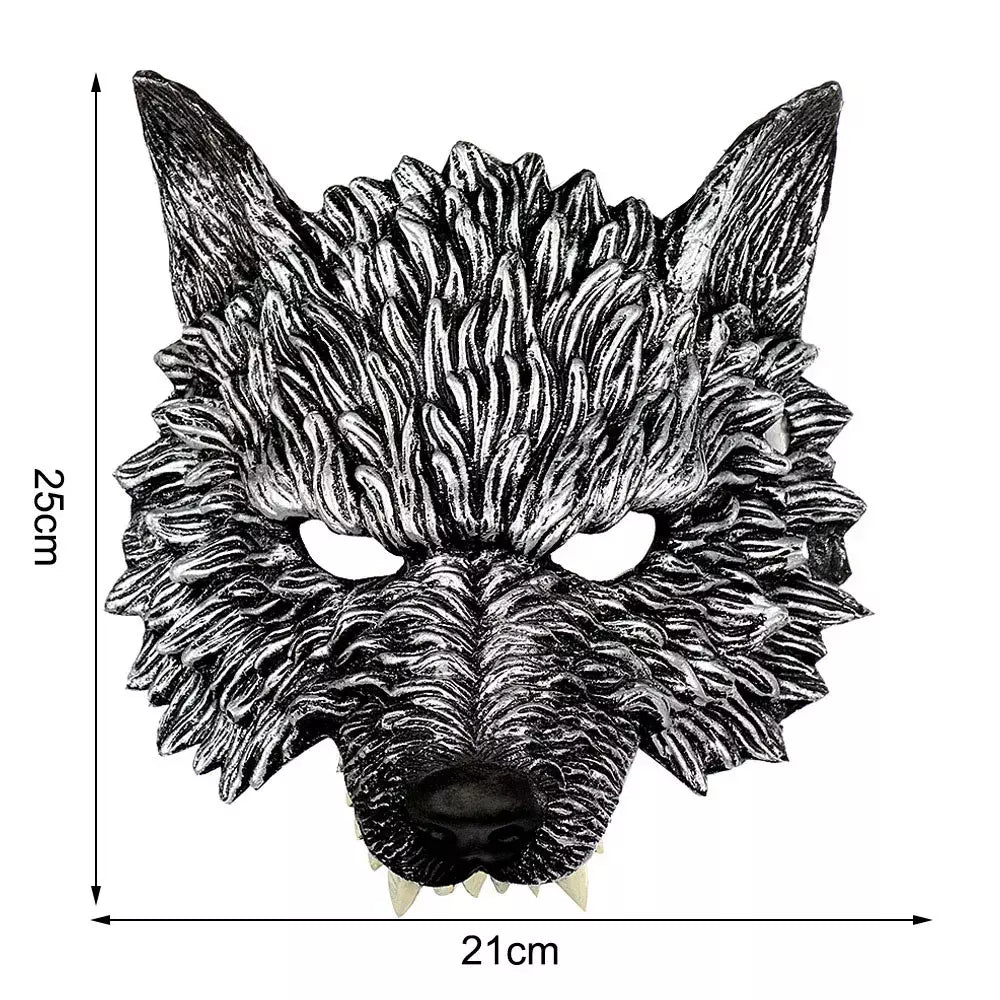 Máscara facial de lobo coleção preto ouro curso meia máscara facial halloween cosplay animal maquiagem festa diabo adereços fontes de festa