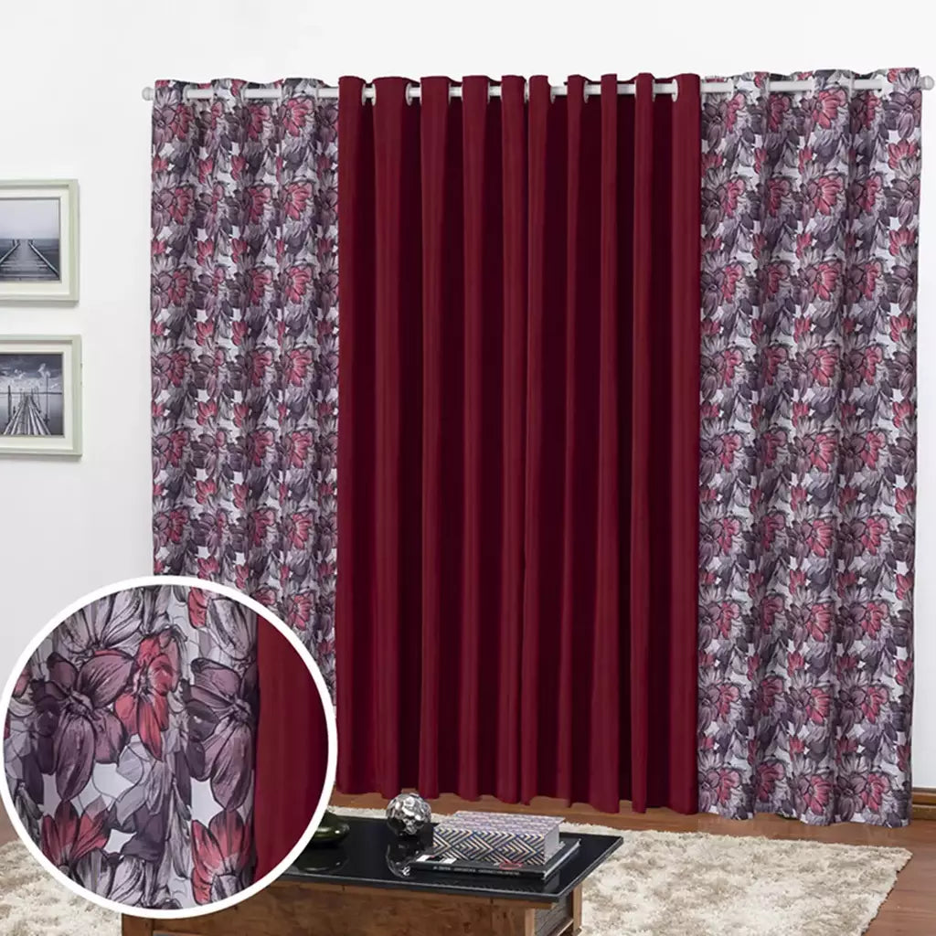Cortina Florata 3,00 L 2,20 A (Parede Inteira, Sala, Quarto, Escritório, Decoração)