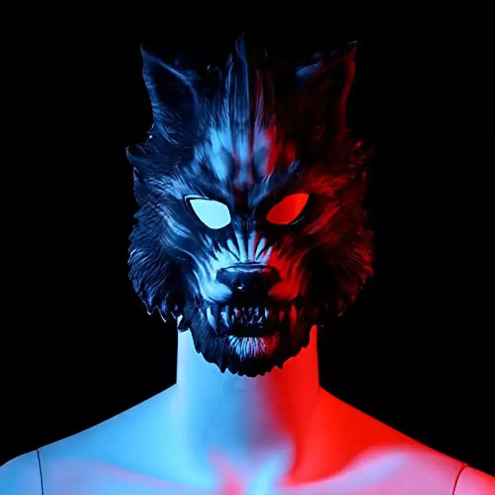 Máscara facial de lobo coleção preto ouro curso meia máscara facial halloween cosplay animal maquiagem festa diabo adereços fontes de festa