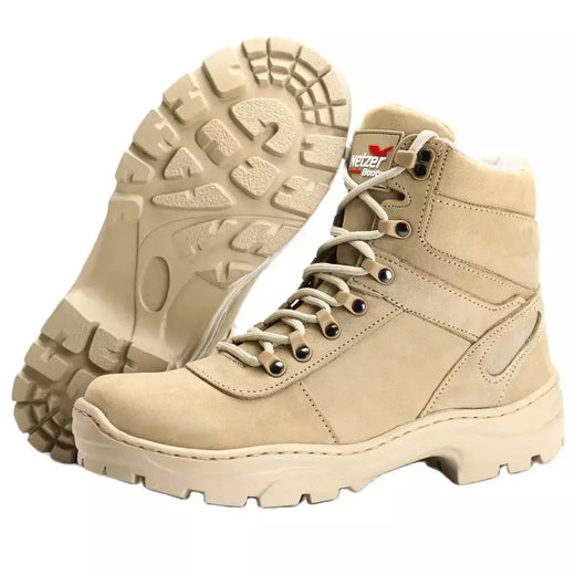 Bota Coturno Militar Desert Cano Curto em Couro Confortável Trilha