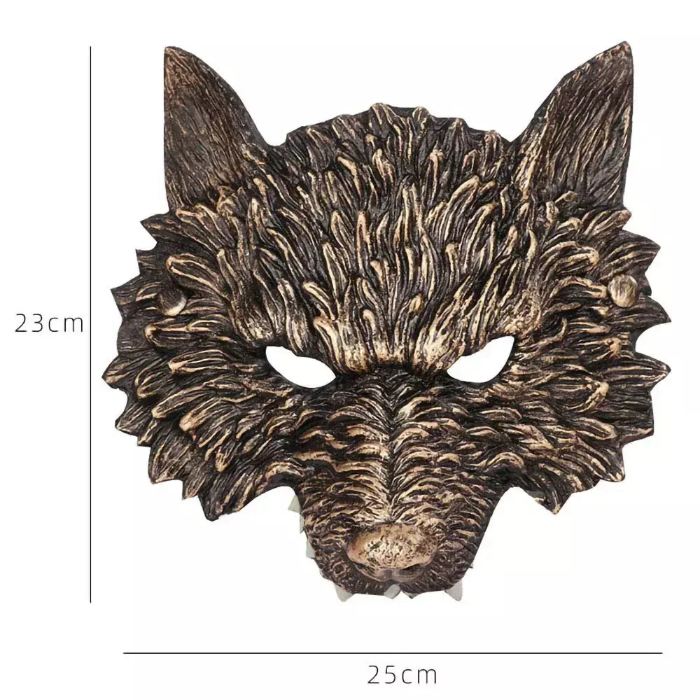 Máscara facial de lobo coleção preto ouro curso meia máscara facial halloween cosplay animal maquiagem festa diabo adereços fontes de festa