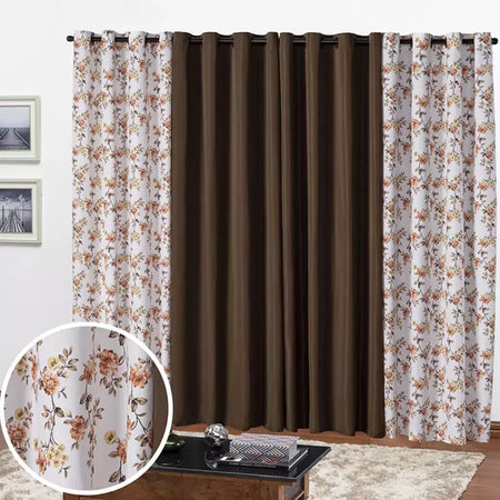 Cortina Florata 3,00 L 2,20 A (Parede Inteira, Sala, Quarto, Escritório, Decoração)