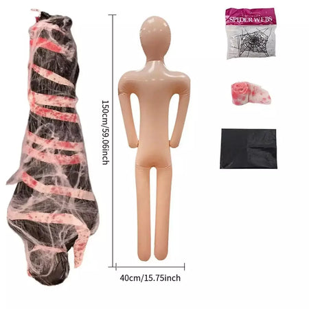 Manequim inflável de halloween, corpo inteiro, corpo morto manequim inflável, adereços de fantasia cosplay para quintal, pátio, casa, decoração de halloween