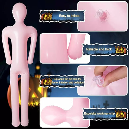 Manequim inflável de halloween, corpo inteiro, corpo morto manequim inflável, adereços de fantasia cosplay para quintal, pátio, casa, decoração de halloween