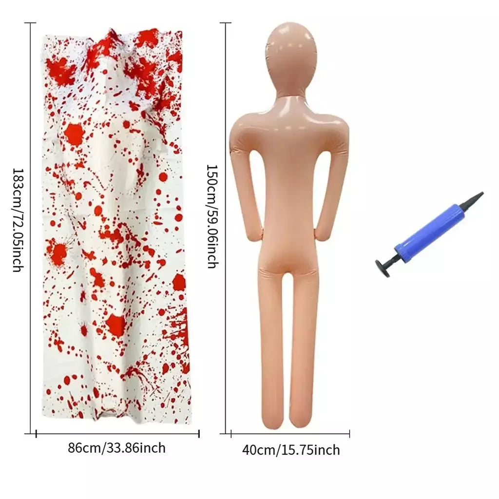 Manequim inflável de halloween, corpo inteiro, corpo morto manequim inflável, adereços de fantasia cosplay para quintal, pátio, casa, decoração de halloween