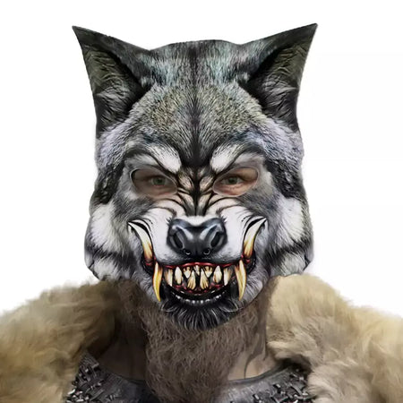 Máscara facial de lobo coleção preto ouro curso meia máscara facial halloween cosplay animal maquiagem festa diabo adereços fontes de festa