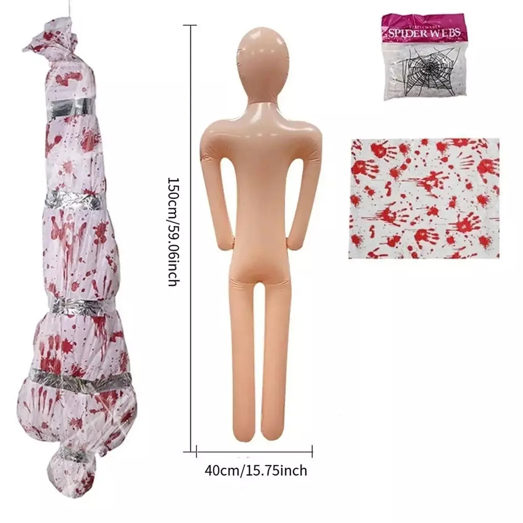 Manequim inflável de halloween, corpo inteiro, corpo morto manequim inflável, adereços de fantasia cosplay para quintal, pátio, casa, decoração de halloween