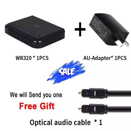 Receptor de áudio sem fio, wi-fi, para airplay, spotify, dlna, nas, stream de som, bluetooth 5.0, adaptador óptico de caixa de música, wr320
