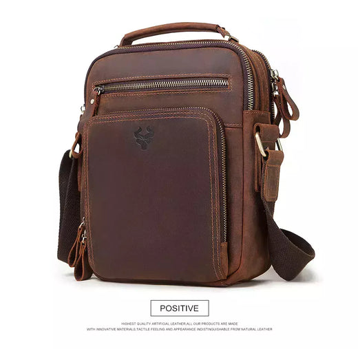 HumerPAUL-Bolsa de ombro de couro genuíno para homens, sacos transversais vintage, de grande capacidade, sacola masculina do mensageiro, bolsa de viagem