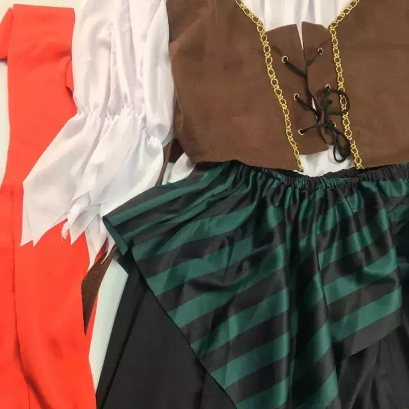 Trajes de pirata para mulheres homens adultos halloween masculino capitão jack sparrow traje piratas do caribe cosplay conjunto de roupas