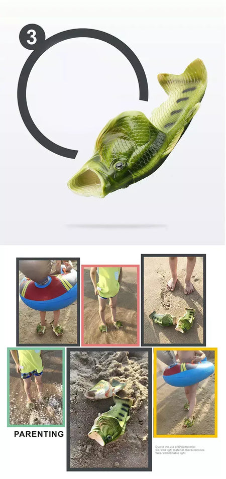 Família engraçado sapatos de peixe chinelos femininos tamanho grande 32-47 alta qualidade pvc meninas sapatos de verão chinelos de praia mulher slides
