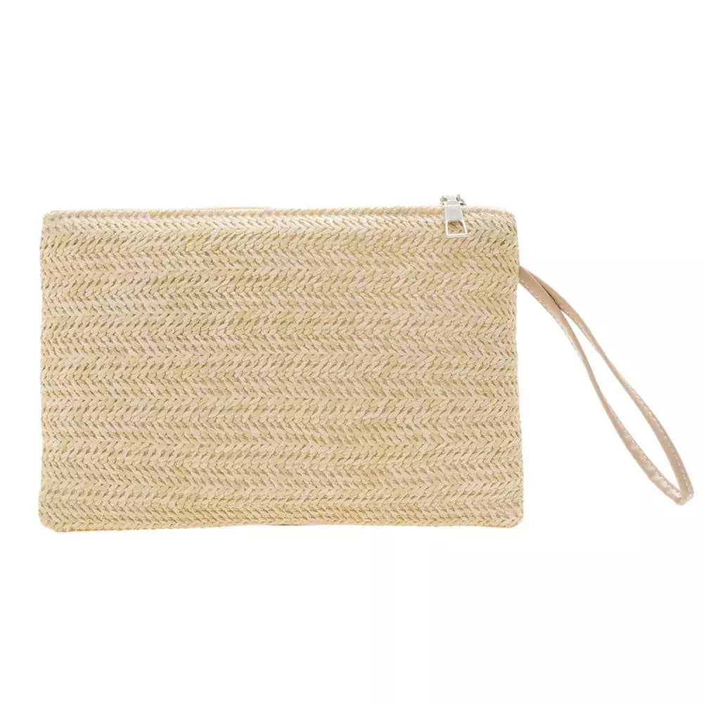 Moda feminina boêmio tecido embreagem wristlet saco casual senhoras praia verão cor sólida pequenas bolsas bolsa branco bege presentes