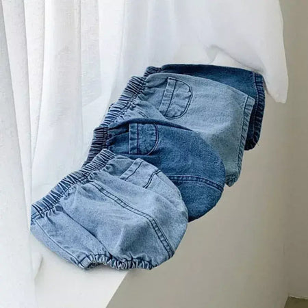 Adorável bebê meninos shorts verão casual denim calças curtas para a criança meninas bolsos design roupas crianças calças jeans 0-24m