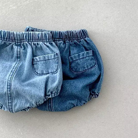 Adorável bebê meninos shorts verão casual denim calças curtas para a criança meninas bolsos design roupas crianças calças jeans 0-24m