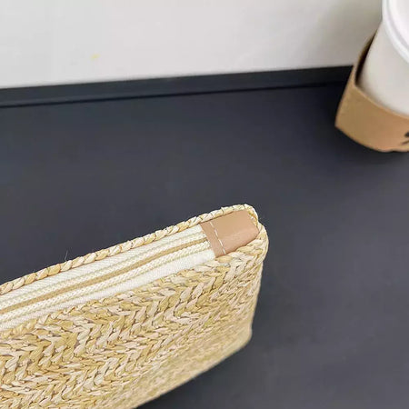 Moda feminina boêmio tecido embreagem wristlet saco casual senhoras praia verão cor sólida pequenas bolsas bolsa branco bege presentes