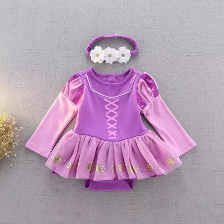 Baby Romper TUTU Vestido Com Headband Infantil Baby Princess Girl Roupas Tamanho 3-18M Cute Design Baby Dress Party Trajes