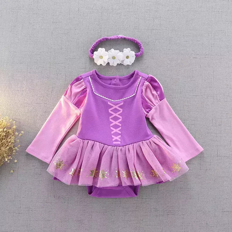Baby Romper TUTU Vestido Com Headband Infantil Baby Princess Girl Roupas Tamanho 3-18M Cute Design Baby Dress Party Trajes