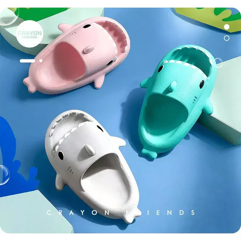 Crianças chinelos dos desenhos animados sandálias de tubarão verão meninos meninas bebê crianças sapatos sola macia antiderrapante