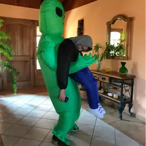 Et alienígena inflável terno alienígena monstro inflável traje assustador verde alienígena cosplay traje para adulto festa festival palco