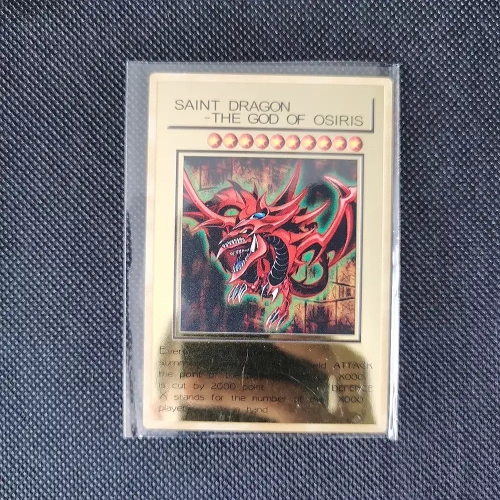 Yugioh cartões de metal dourado yu-gi-oh liga coleção cartão olhos azuis escuro magial obelisco slifer ra crianças presente de aniversário de natal