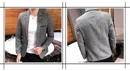 Terno casual blazer masculino, jaqueta formal, design popular, vestido, casacos de negócios, plus size, S-4XL, 2023