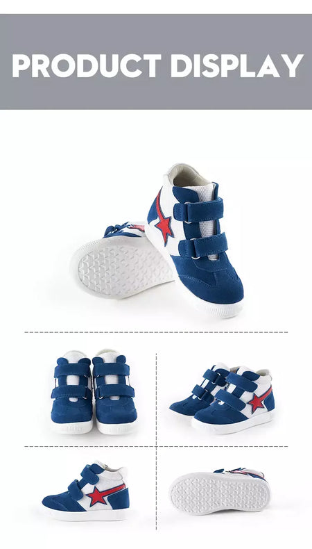 Sapatilhas para crianças, sapatos ortopédicos para crianças, ponta dos pés, suporte de tornozelo alto para caminhada, tênis de sola antiderrapante de fundo duro para meninas meninos pés chatos