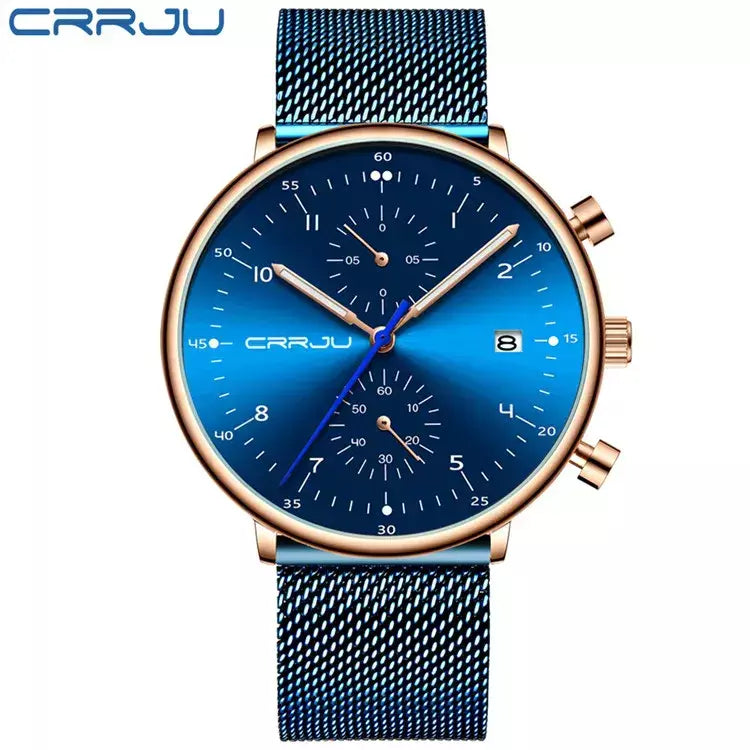 Crrju relógio masculino topo de luxo marca aço inoxidável relógio de pulso militar à prova dwaterproof água data quartzo relógios relogio masculino