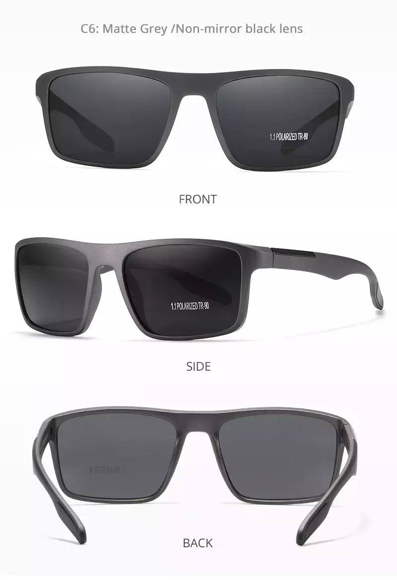Óculos de sol ultra leves Kdeam retangulares para homens e mulheres, TAC polarizado, lente espessura, óculos de sol para condução, esportes, Cat.3, TR90, 1.1mm