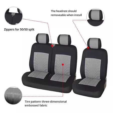 Capas universais para assentos, capas de alta qualidade para interior do carro, adequadas para duas fileiras de assentos (assentos dianteiros duplos e 2 + 1 assentos)