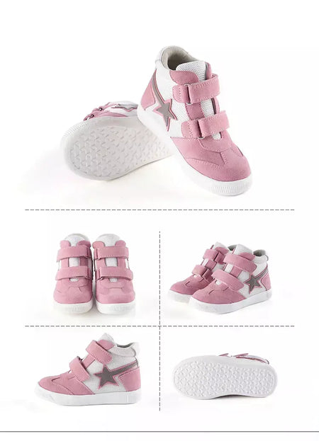 Sapatilhas para crianças, sapatos ortopédicos para crianças, ponta dos pés, suporte de tornozelo alto para caminhada, tênis de sola antiderrapante de fundo duro para meninas meninos pés chatos