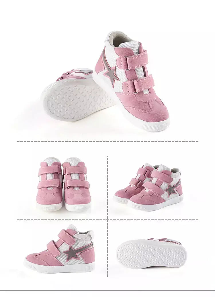 Sapatilhas para crianças, sapatos ortopédicos para crianças, ponta dos pés, suporte de tornozelo alto para caminhada, tênis de sola antiderrapante de fundo duro para meninas meninos pés chatos