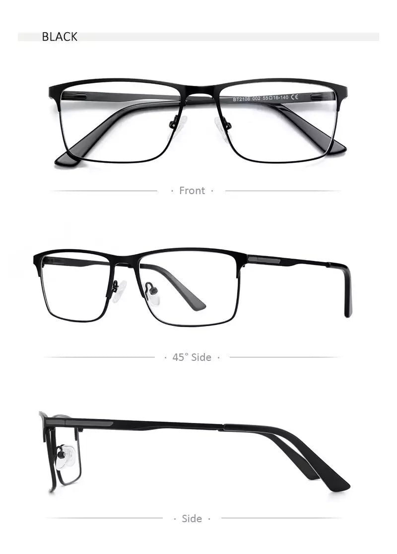 ZENOTTIC 2024 Liga dos homens Titanium Ótico Eyeglass Frame Moda Homens Quadrados Óculos Ultra Light Metal Clássico Sobre o balcão Óculos BT2108