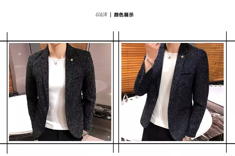 Terno casual blazer masculino, jaqueta formal, design popular, vestido, casacos de negócios, plus size, S-4XL, 2023
