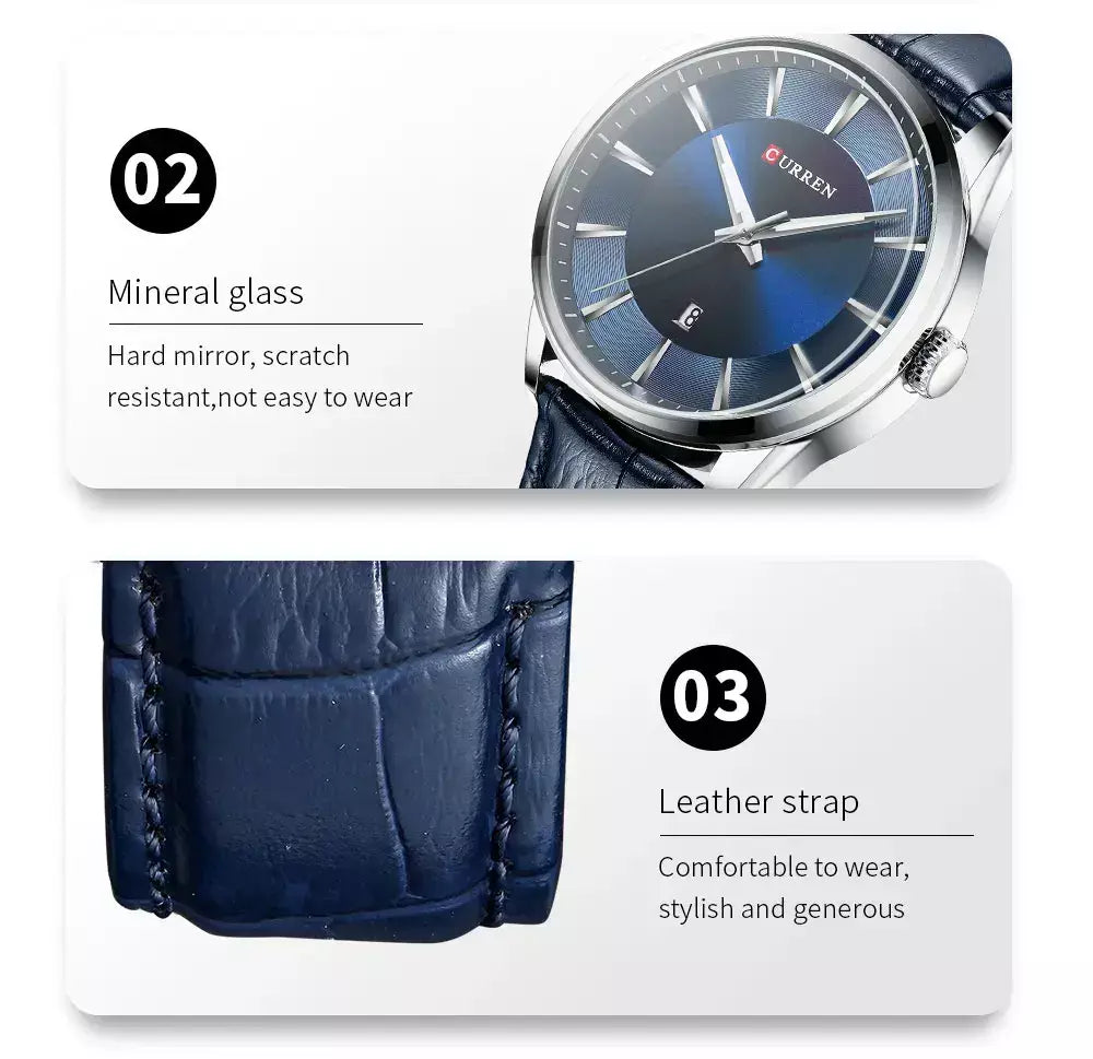 Curren novos relógios de quartzo para homens pulseira de couro masculino relógios de pulso topo marca de luxo relógio masculino de negócios reloj hombres