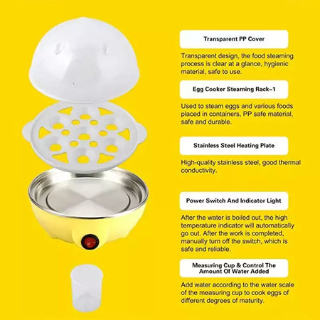 Fogão De Ovos Elétrico Rápido Multifuncional, Caldeira De 7 Ovos, Vapor, Auto-Off, Omelete Genérica, Utensílio De Cozinha, Ferramentas De Café Da Manhã