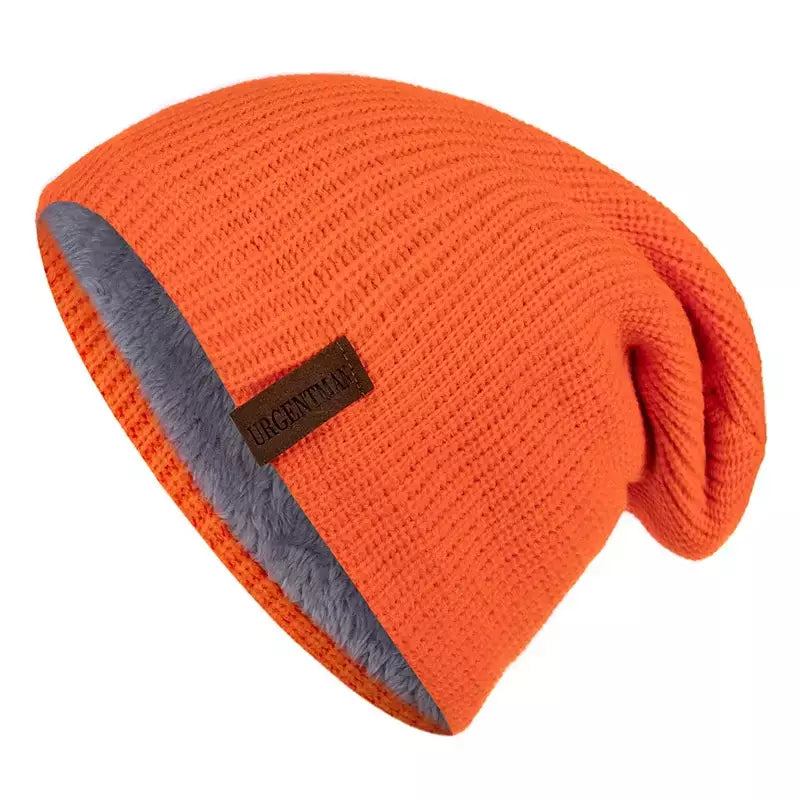 Chapéu clássico de inverno tricotado URGENTMAN Label Casual boné para mulheres homens manter quente adicionar forro de pele chapéu de inverno fashion sólido gorro chapéu 16 cores boné de esqui