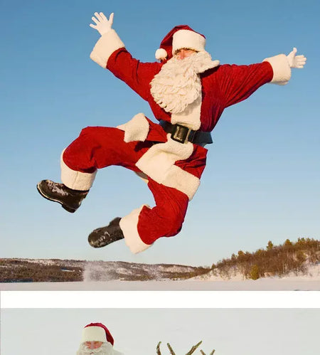 Natal papai noel traje barba lotes homem cosplay roupas de papai noel fantasia vestido no natal masculino traje terno para adultos