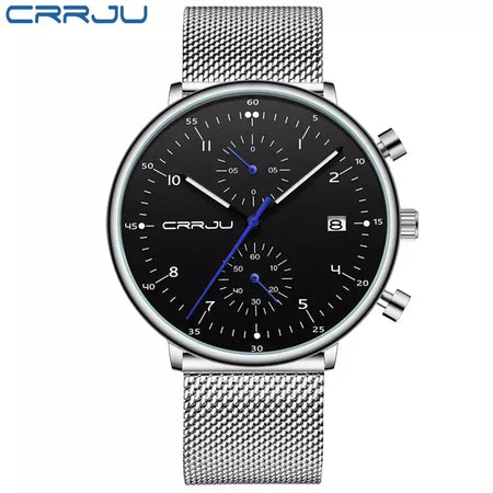 Crrju relógio masculino topo de luxo marca aço inoxidável relógio de pulso militar à prova dwaterproof água data quartzo relógios relogio masculino