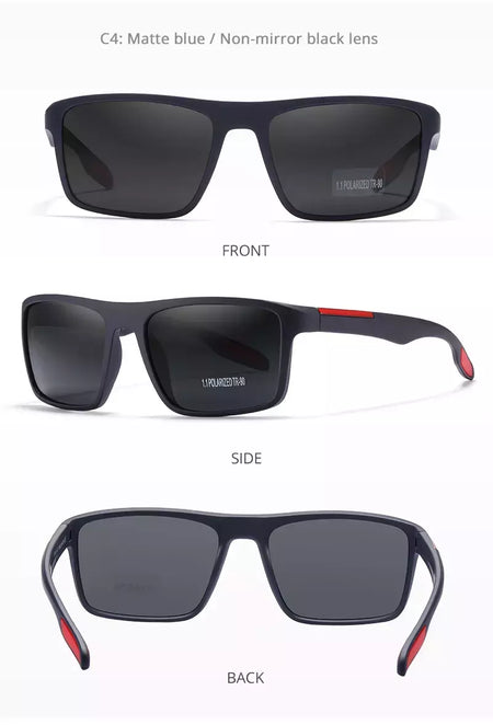 Óculos de sol ultra leves Kdeam retangulares para homens e mulheres, TAC polarizado, lente espessura, óculos de sol para condução, esportes, Cat.3, TR90, 1.1mm