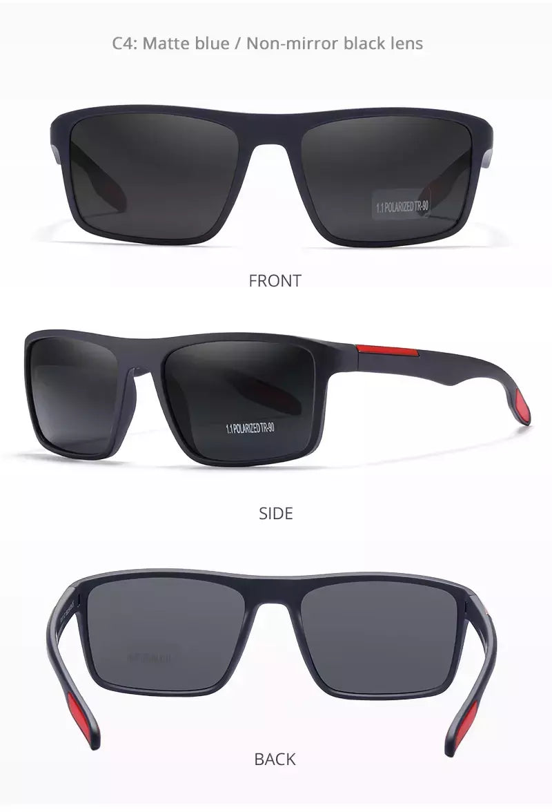 Óculos de sol ultra leves Kdeam retangulares para homens e mulheres, TAC polarizado, lente espessura, óculos de sol para condução, esportes, Cat.3, TR90, 1.1mm