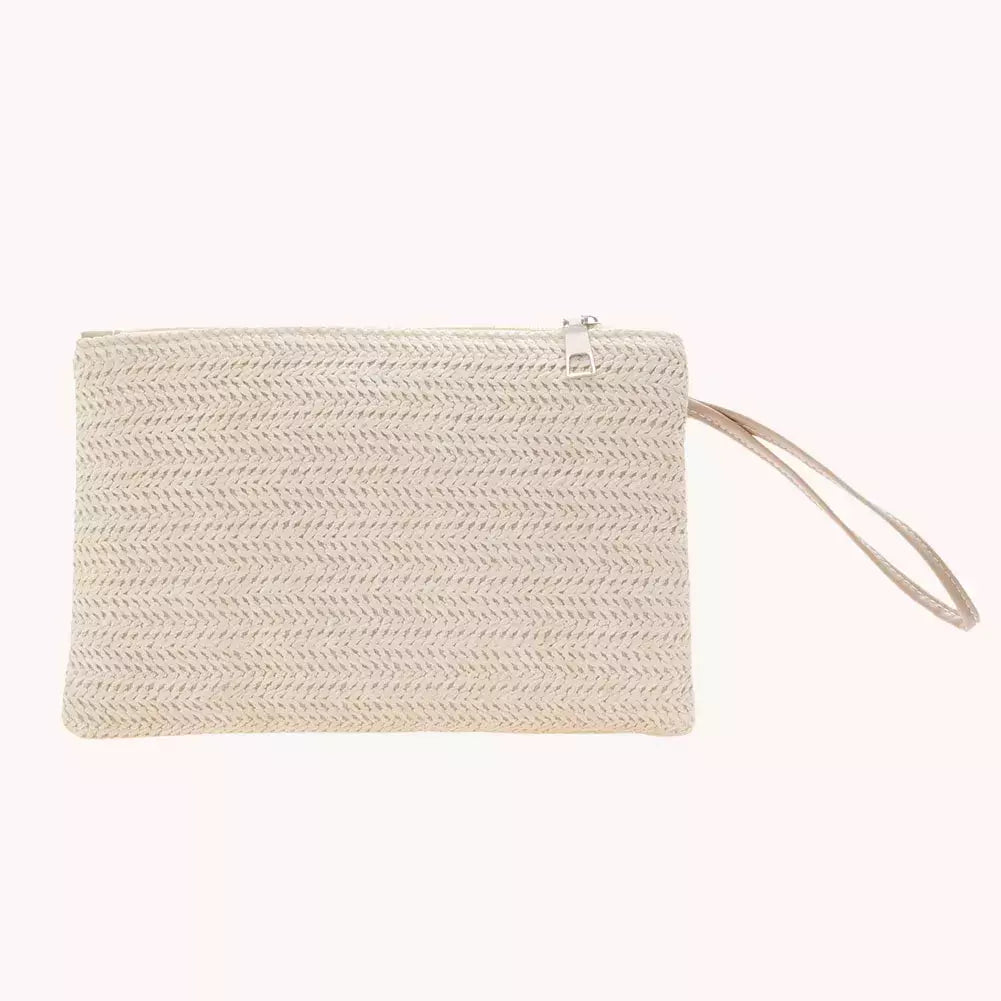 Moda feminina boêmio tecido embreagem wristlet saco casual senhoras praia verão cor sólida pequenas bolsas bolsa branco bege presentes