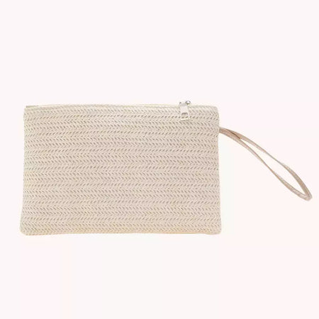 Moda feminina boêmio tecido embreagem wristlet saco casual senhoras praia verão cor sólida pequenas bolsas bolsa branco bege presentes