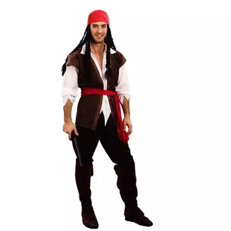 Trajes de pirata para mulheres homens adultos halloween masculino capitão jack sparrow traje piratas do caribe cosplay conjunto de roupas