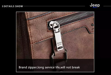 JEEP BULUO-Bolsa Masculina Casual para Laptop, Mochila de Couro Dividido, Bolsa para Computador, Alta Capacidade, Nova Tendência